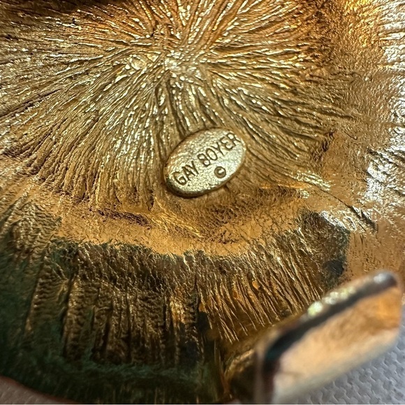 Gay Boyer Burgundy Leather Belt with Round Gold Buckles, S/M - Picture 5 of 10